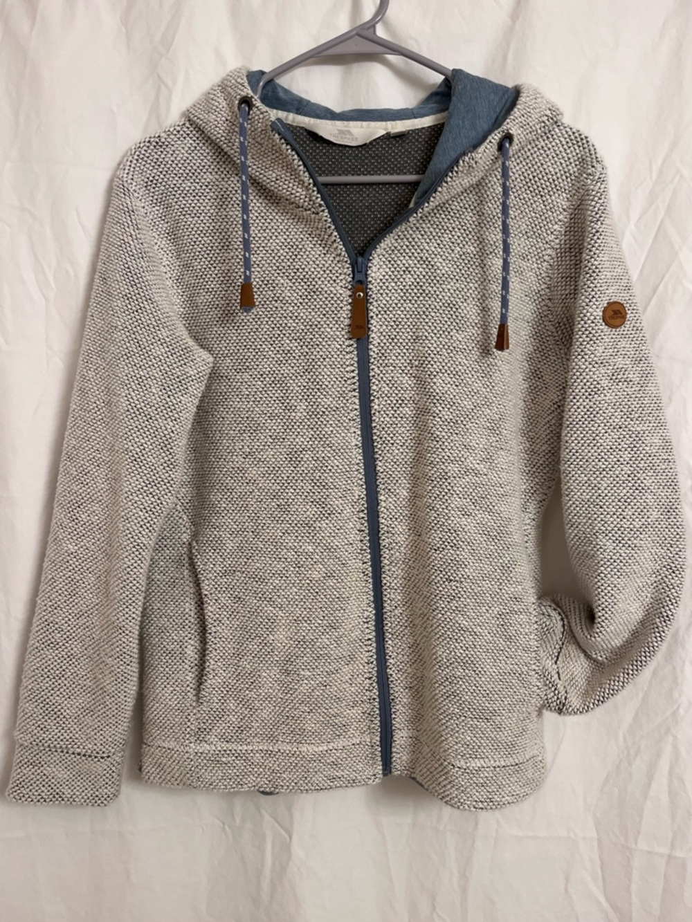 Trespass Cream and Blue Knit Zip Hoodie